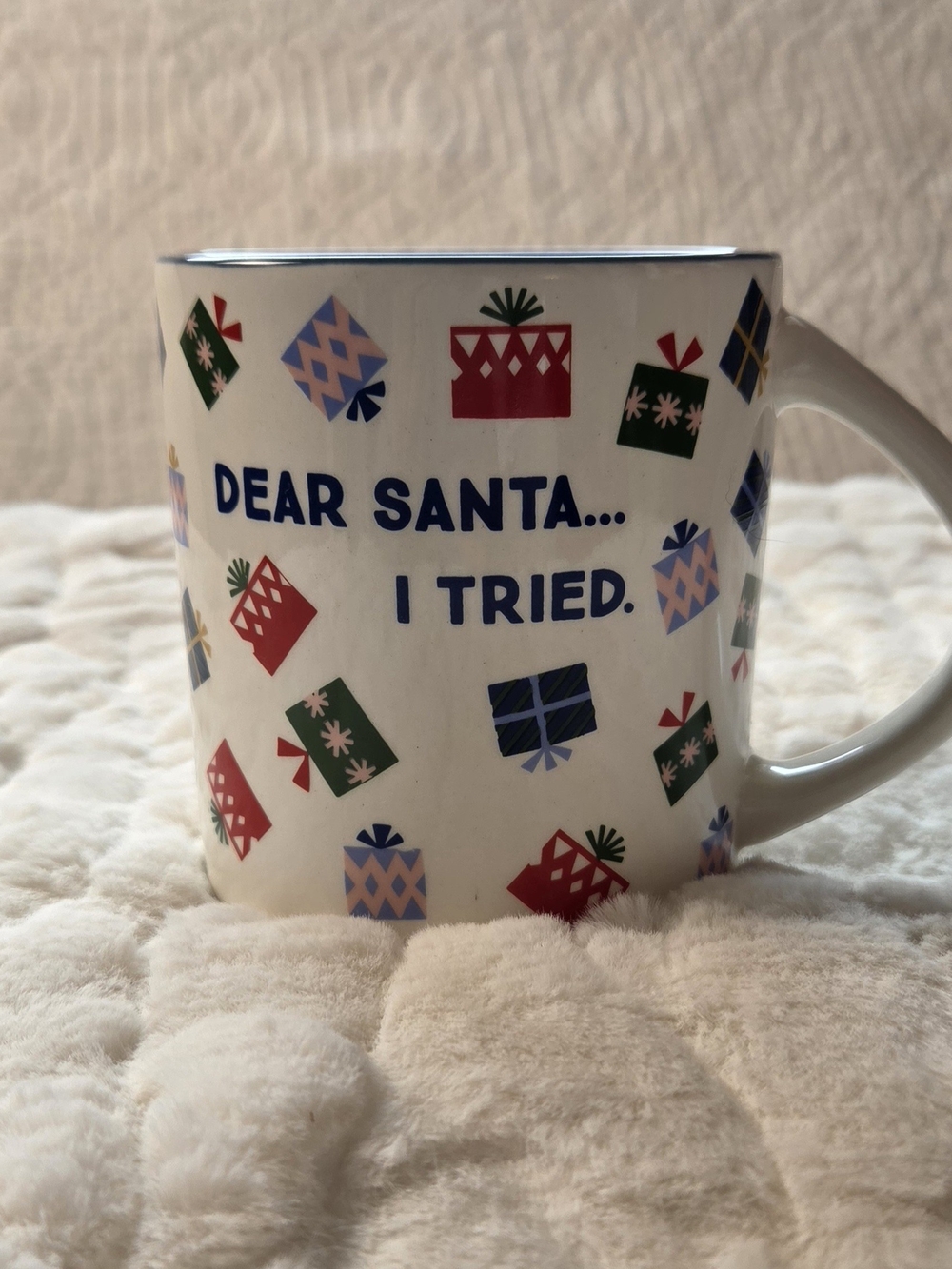 Wondershop White Holiday Mug with Multicolor Gift Pattern